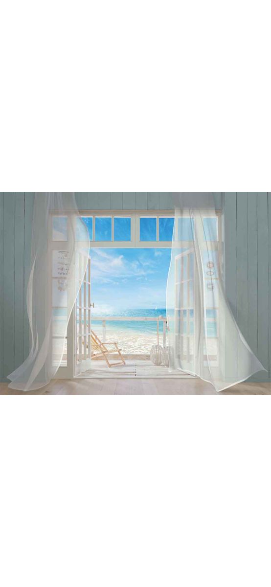Fototapet peisaj 3D Malibu, Komar, imagine cu marea și plajă, 368x254 cm