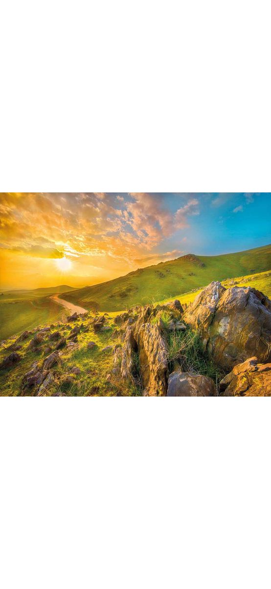 Fototapet Mountain Morning, Komar, decorațiune cu peisaj montan, fototapet 368x254 cm