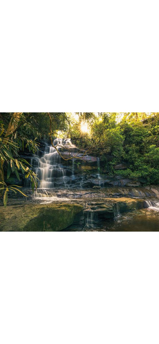 Fototapet 3D Golden Falls, Komar, peisaj cascadă, 450x280 cm