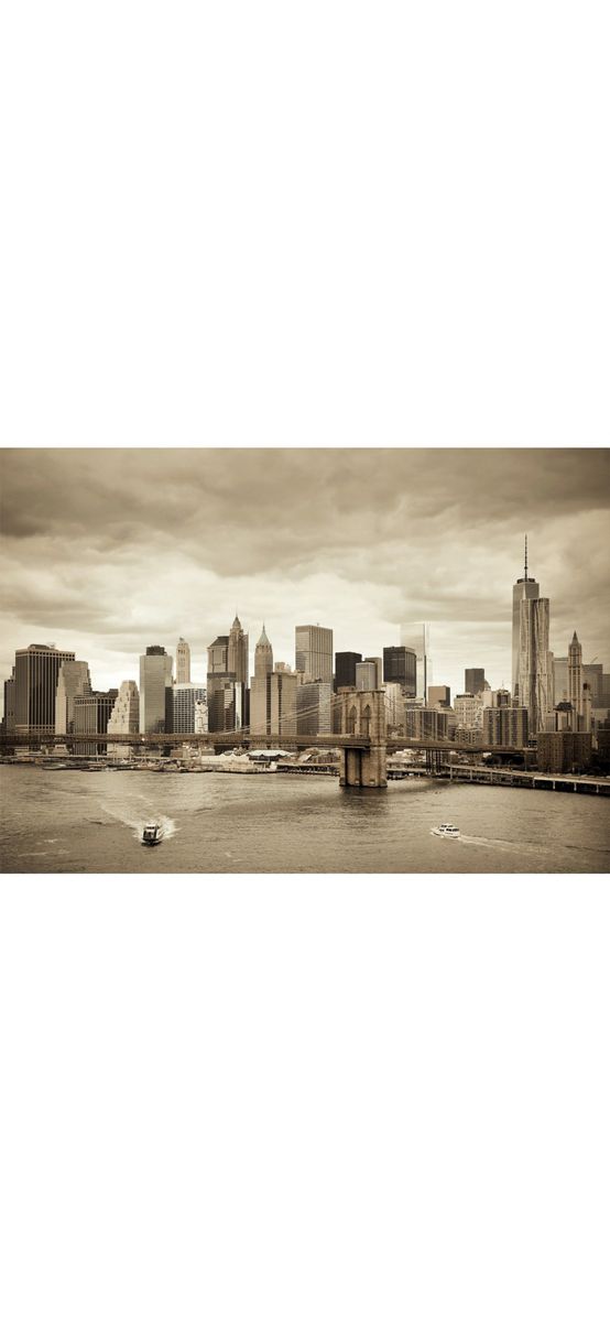 Fototapet peisaj urban, Manhattan and Brooklyn Bridge, 400x260 cm