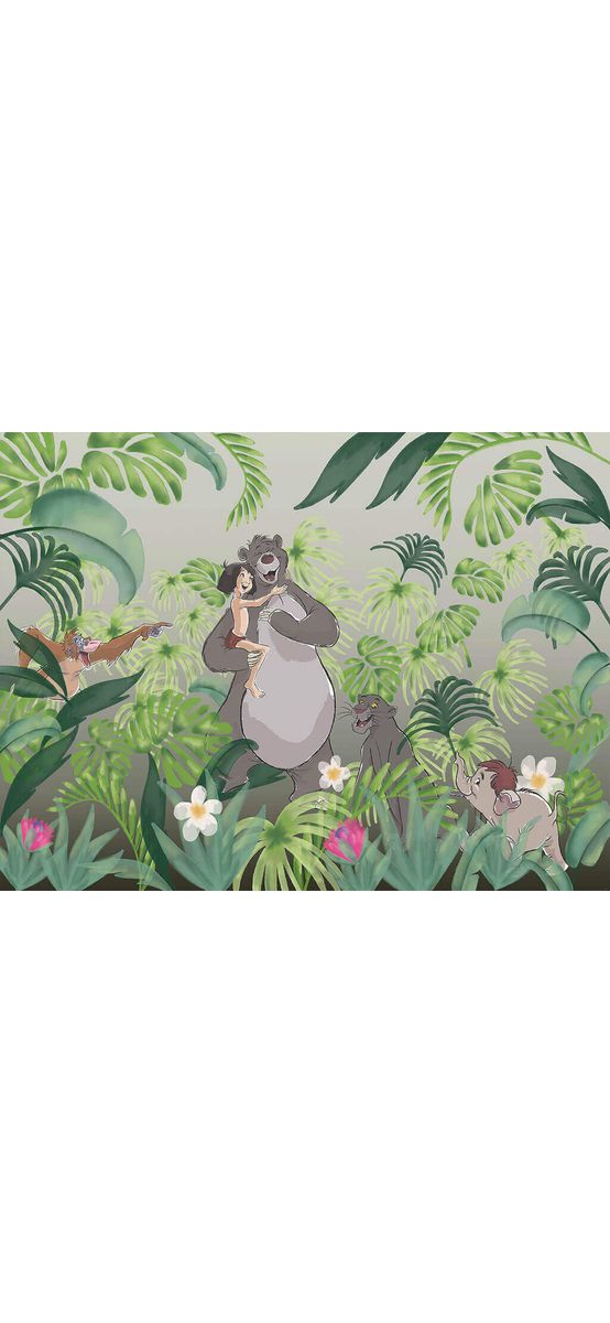 Fototapet cameră copii cu personaje din Cartea Junglei, Komar, Welcome to the jungle, 400x280 cm