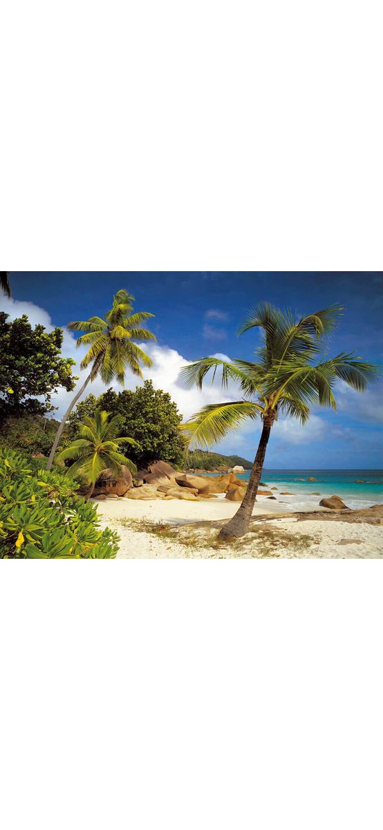 Fototapet plajă tropicală Praslin, Komar, multicolor, 368x254 cm