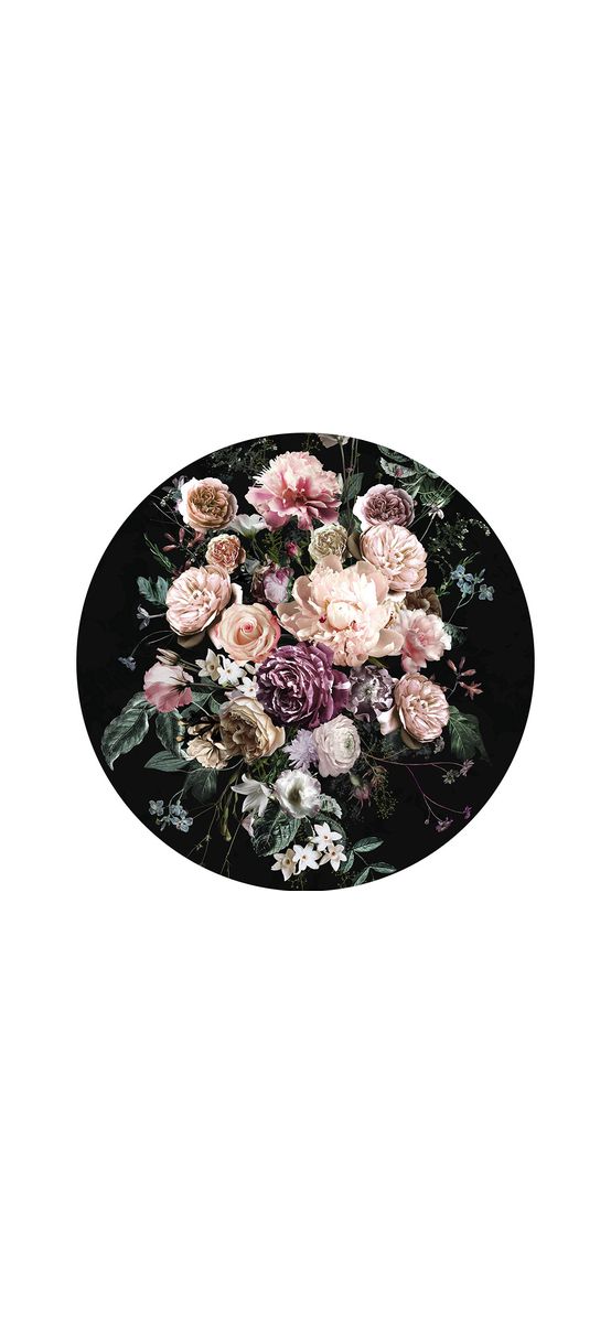 Fototapet rotund Enchanted Flowers, Komar, autoadeziv, 125 cm diametru