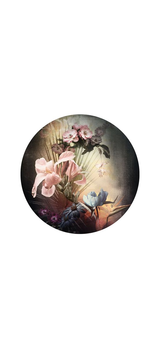 Fototapet rotund Flemish flowers, Komar, aranjament floral, autoadeziv, 125 cm diametru