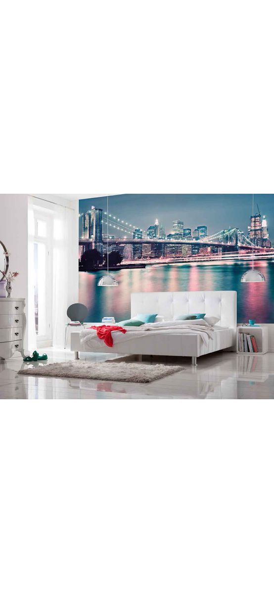 Fototapet urban Neon, Komar, imprimeu podul Brooklyn din New York, multicolor, 368x254 cm