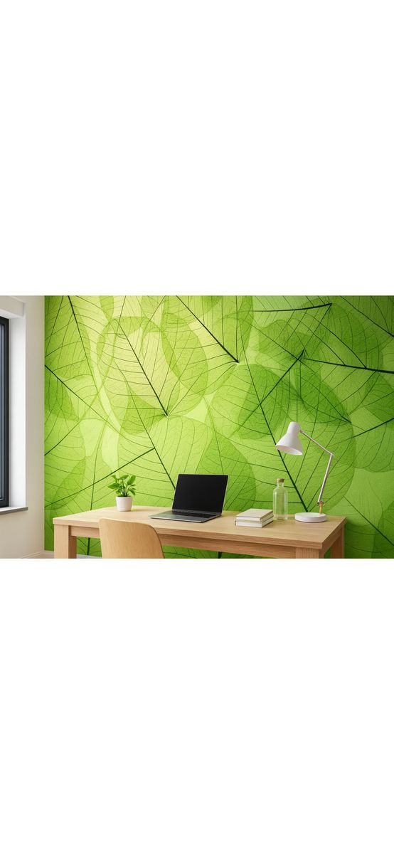 Fototapet verde cu frunze stilizate, Dimex, Leaf veins, 375x250 cm
