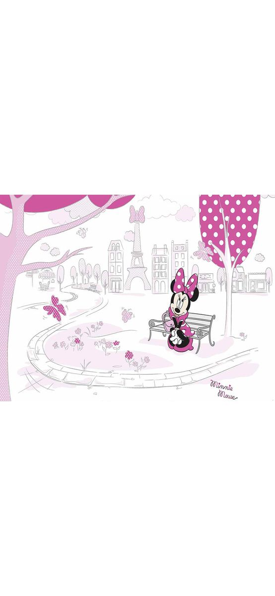 Fototapet cameră fată, Komar Minnie in Paris, decor roz, 400x250 cm