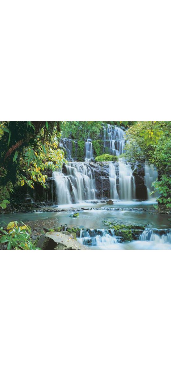 Fototapet cascadă Pura Kaunui Falls, Komar, decorațiune cu peisaj verde, 368x254 cm