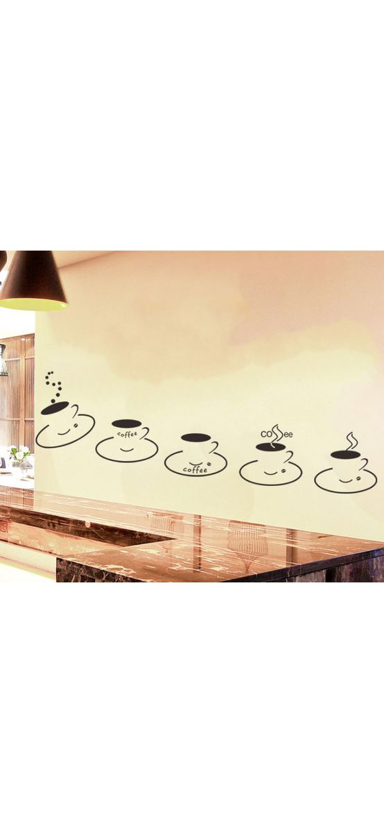 Set 5 stickere decorative Ceşti cafea, maro