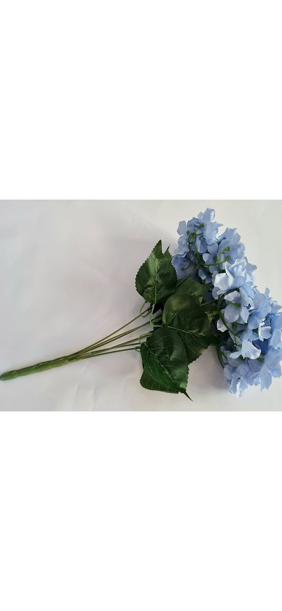 Hortensie artificială albastră, creangă cu 7 flori, 50 cm înălţime