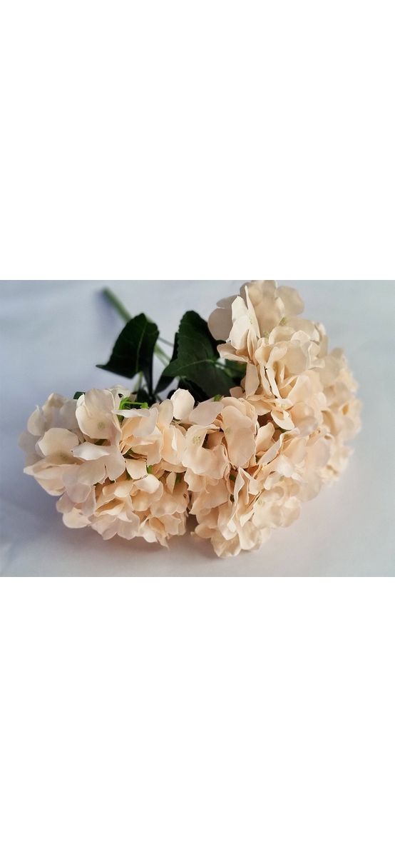 Hortensie artificială crem, creangă cu 7 flori, 50 cm înălţime