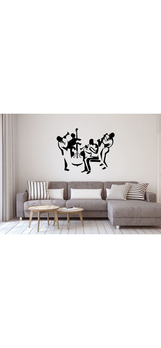 Sticker perete decorativ Jazz Band, Folina, negru, 120x98cm