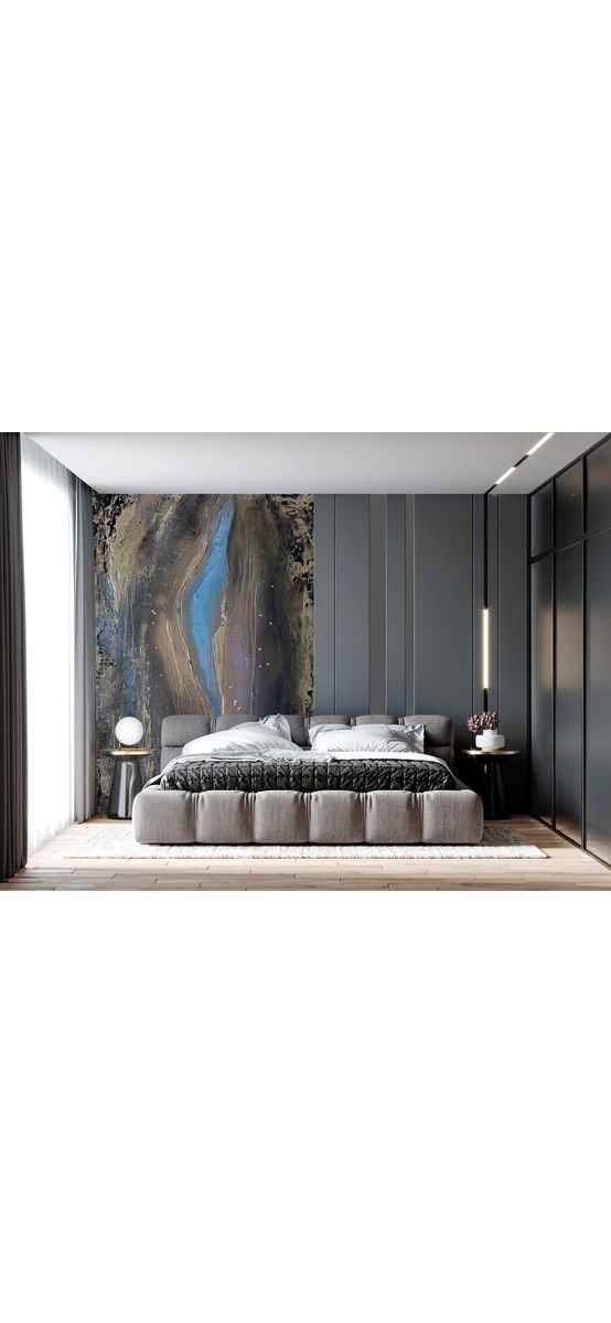 Fototapet imitaţie decorativă albastră Greg, decor perete living, dormitor, 184x254 cm