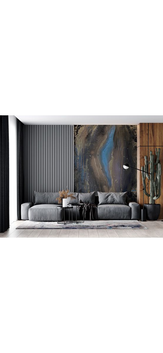 Fototapet imitaţie decorativă albastră Greg, decor perete living, dormitor, 184x254 cm