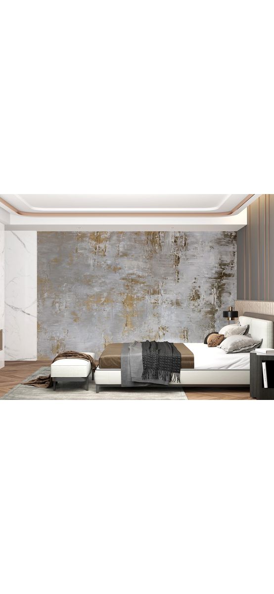 Fototapet imitaţie decorativă gri Gilded Harmony, decor perete living şi dormitor, 312x219 cm