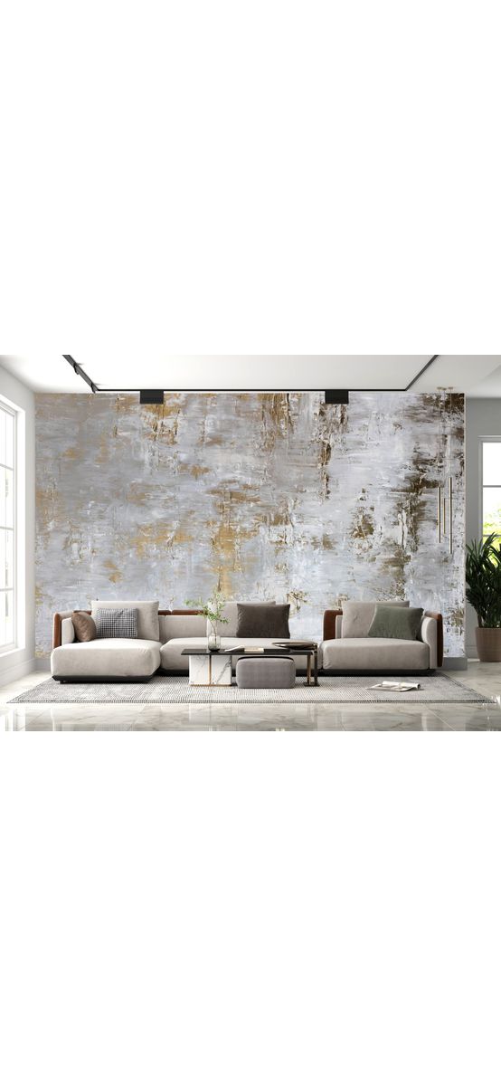 Fototapet imitaţie decorativă gri Gilded Harmony, decor perete living şi dormitor, 312x219 cm