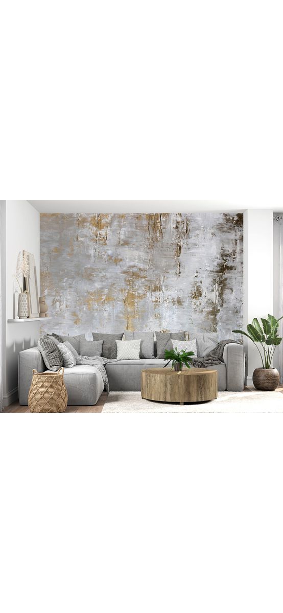 Fototapet imitaţie decorativă gri Gilded Harmony, decor perete living şi dormitor, 312x219 cm