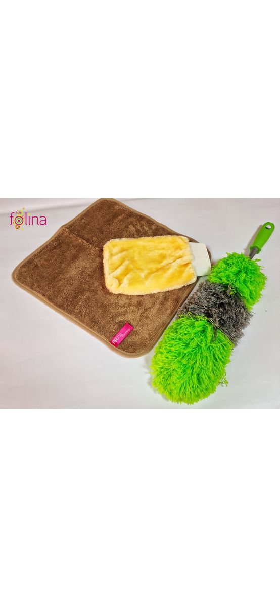 Set pămătuf, lavetă microfibră, mănuşă, pentru ştergerea prafului