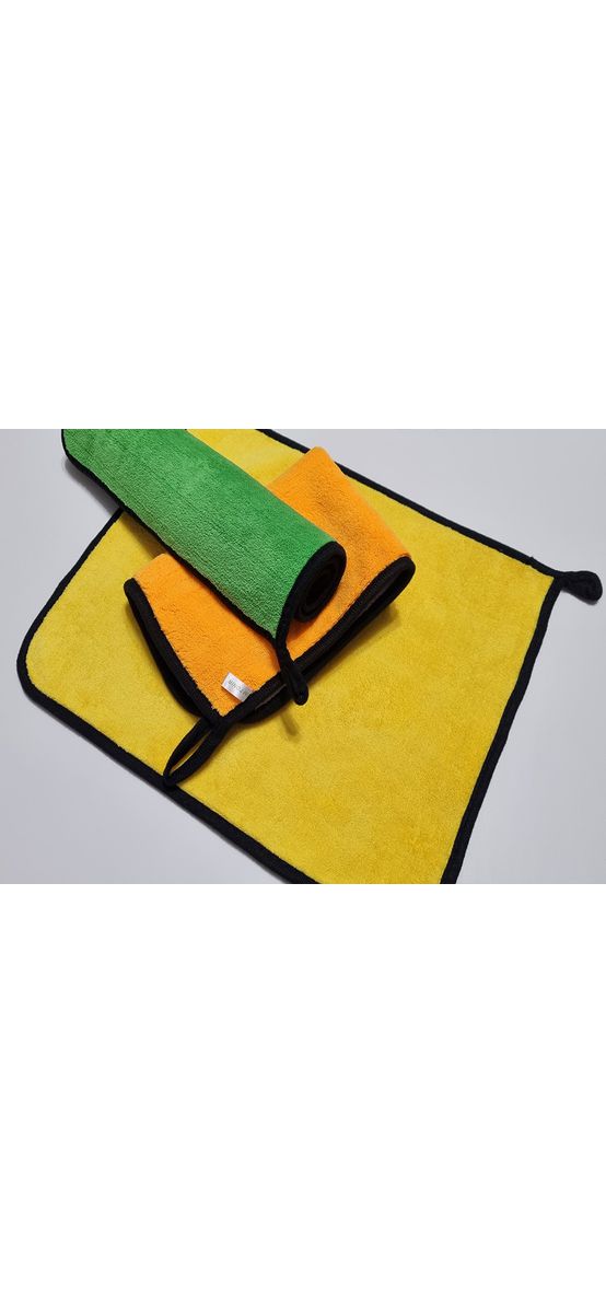 Set 3 lavete microfibră pentru praf, Folina, galbene, cu agăţătoare, 40x30 cm