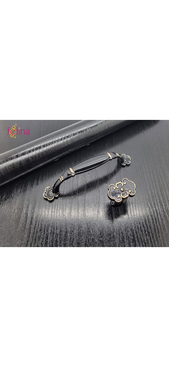 Mâner mobilă tip buton negru, design clasic