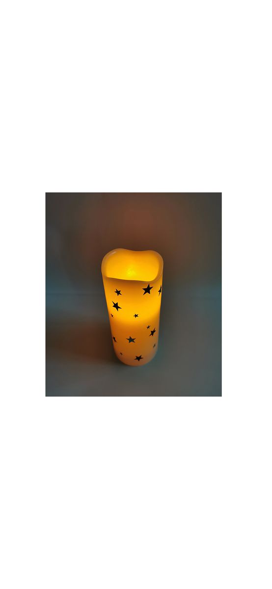 Lumânare LED cu steluţe argintii, 15 cm înălţime