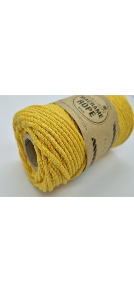 Macrame Rope, fire răsucite de 4 mm, galben