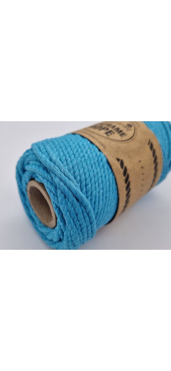 Macrame Rope, fire răsucite de 4 mm, albastru deschis