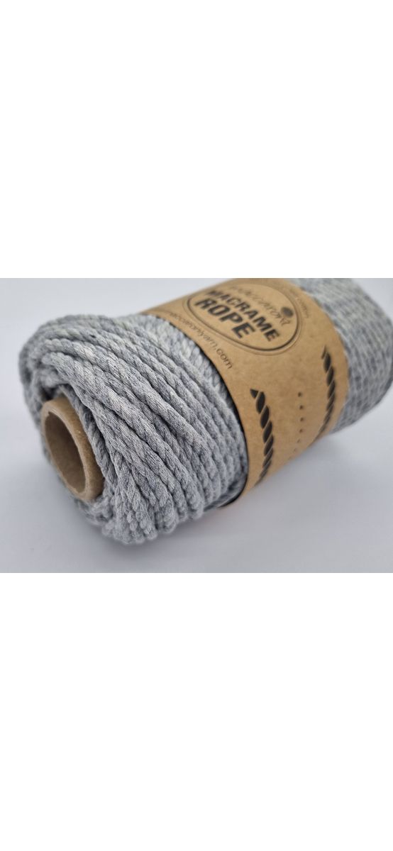 Macrame Rope, fire răsucite de 4 mm, gri