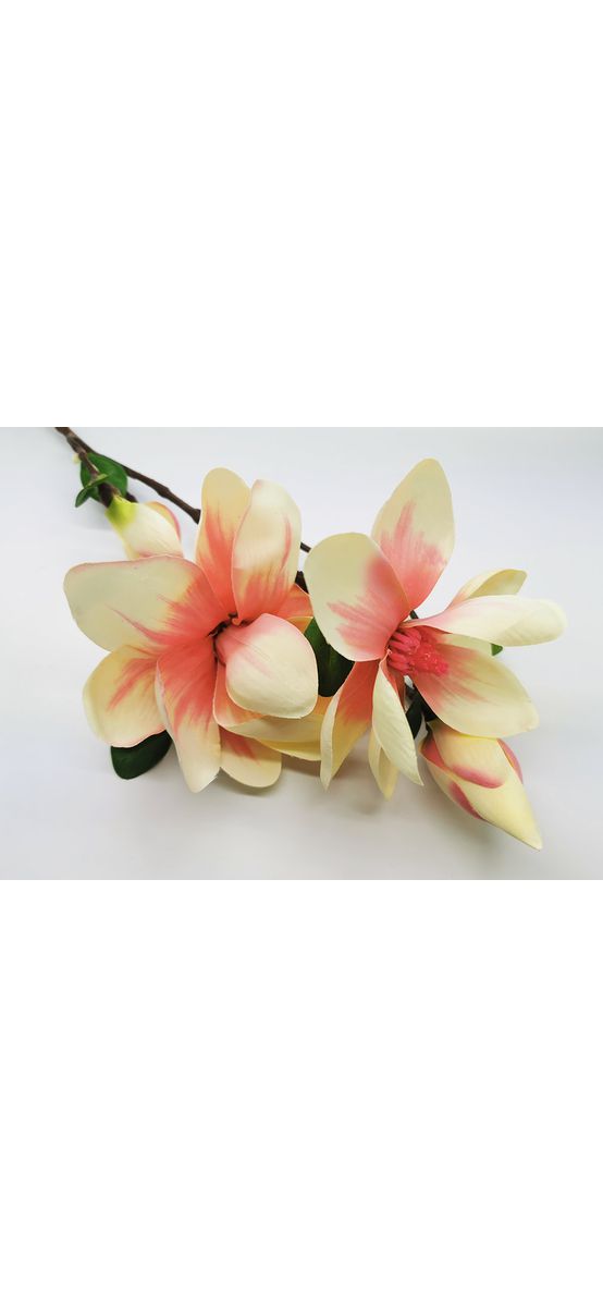 Magnolie artificială crem-roz, 80 cm înălţime