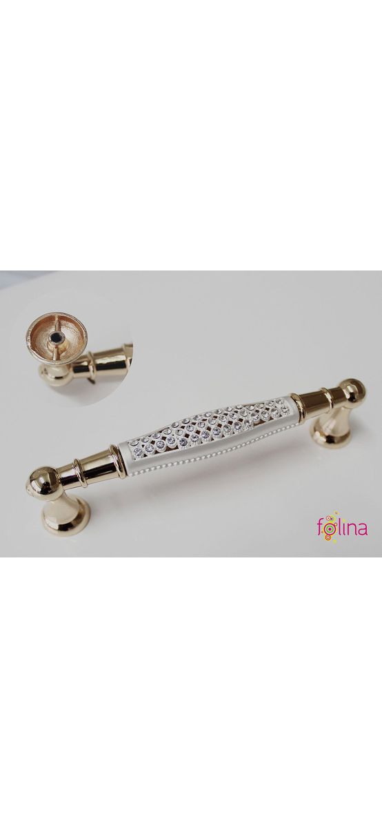 Mâner mobilă metalic, auriu cu model argintiu, 128 mm distanţa dintre punctele de prindere