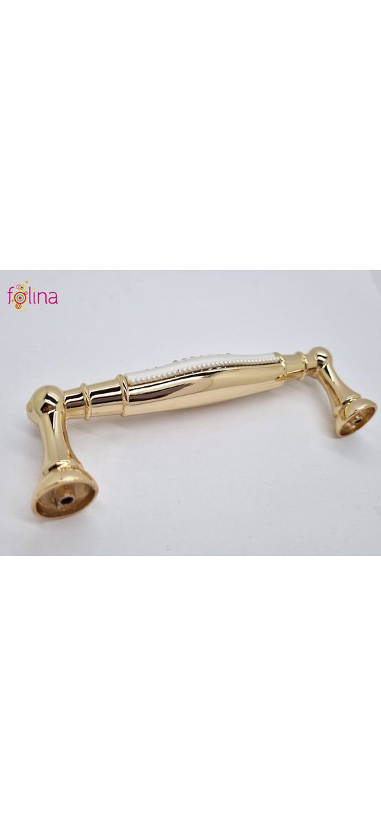 Mâner mobilă metalic, auriu cu model argintiu, 128 mm distanţa dintre punctele de prindere