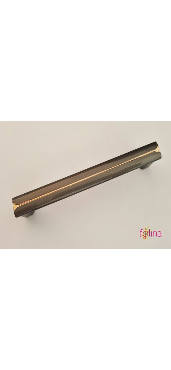 Mâner mobilă metalic, gri lucios cu dungă aurie, 128 mm distanţa dintre punctele de prindere