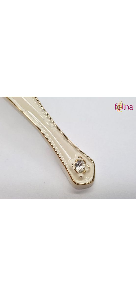 Mâner mobilă metalic, alb unt cu detalii aurii, 128 mm distanţa dintre punctele de prindere