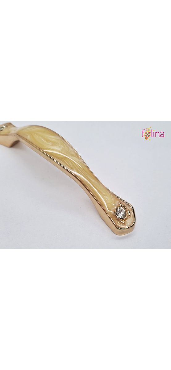 Mâner mobilă metalic, auriu cu model bej, de 96 mm distanţa dintre punctele de prindere