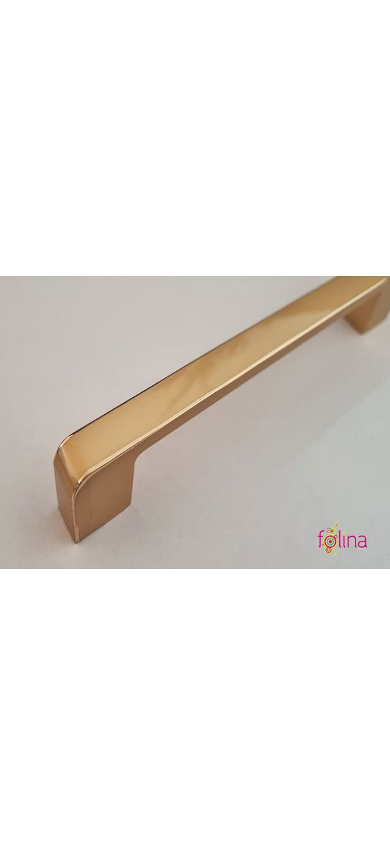 Mâner mobilă metalic, bej lucios cu margini aurii, 128 mm distanţa dintre punctele de prindere