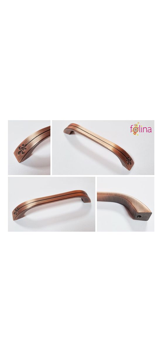 Mâner mobilă metalic cupru, Folina 8063, model clasic, 96mm distanţa dintre punctele de fixare