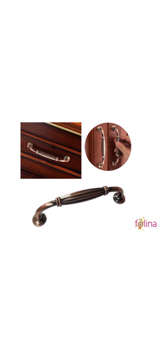 Mâner mobilă metalic cupru, Folina 8831, model clasic, 128mm distanţa dintre punctele de fixare