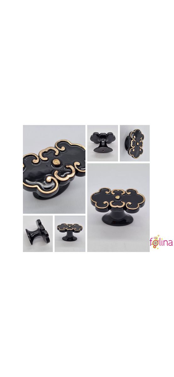 Mâner mobilă tip buton negru, design clasic