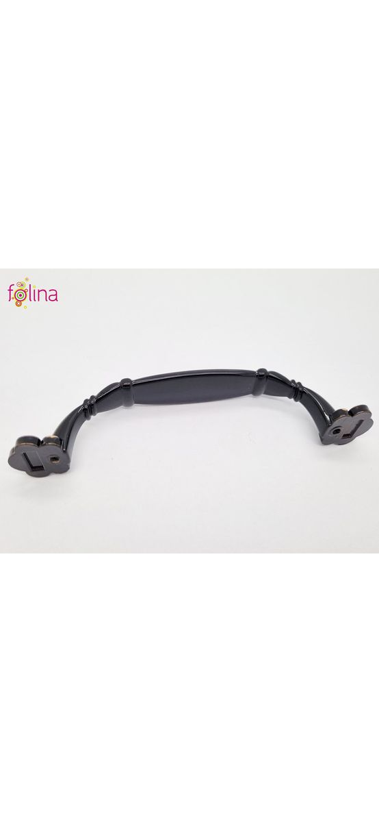 Mâner mobilă metalic, negru lucios cu detalii aurii, 128 mm distanţa dintre punctele de fixare