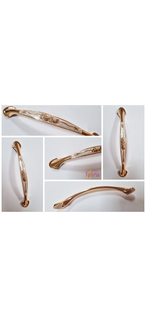 Mâner mobilă metalic auriu lucios, Folina 6619, model clasic, 128 mm distanţa dintre punctele de prindere