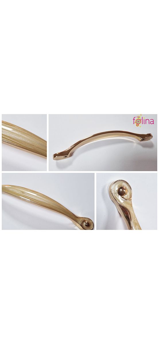 Mâner mobilă metalic auriu, Folina 6627, model bej sidefat, 128 mm distanţa dintre punctele de prindere