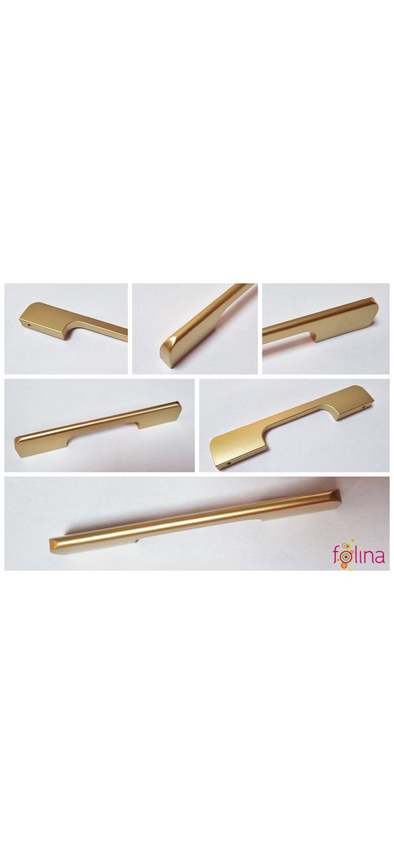 Mâner mobilă metalic auriu mat, Folina 01, 128 mm distanţa dintre punctele de prindere