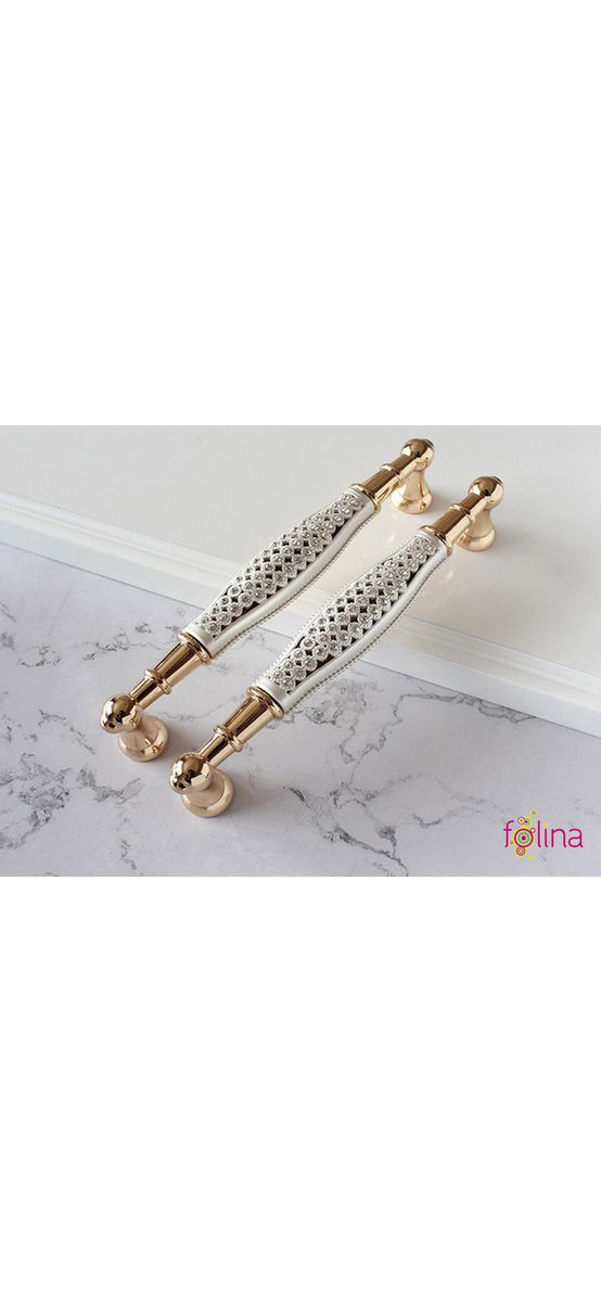 Mâner mobilă metalic, auriu cu model argintiu, 128 mm distanţa dintre punctele de prindere