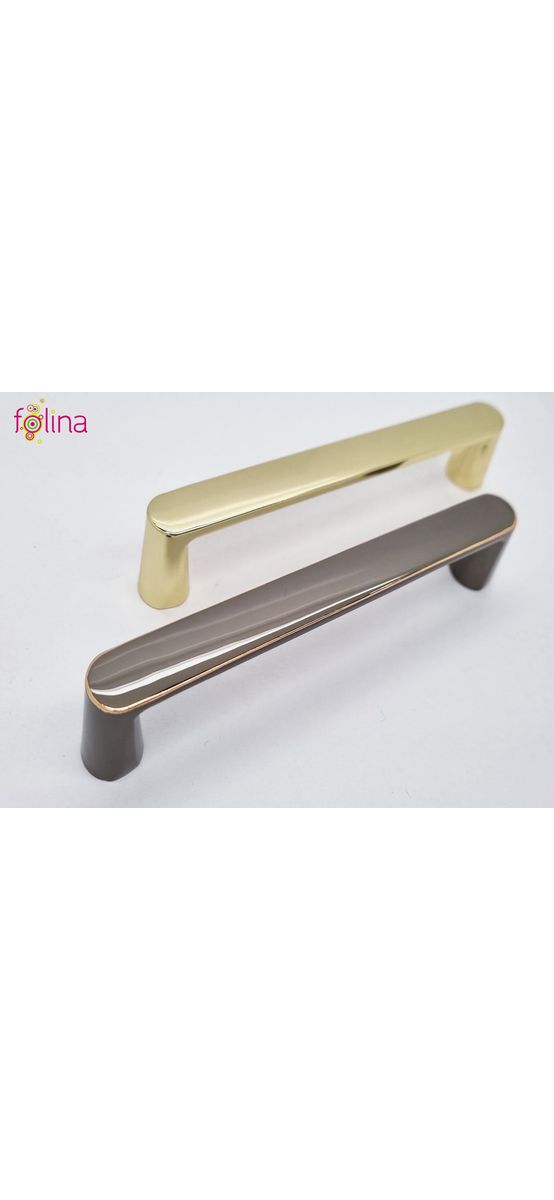 Mâner mobilă metalic, gri lucios cu detalii aurii, 128 mm distanţa dintre punctele de fixare