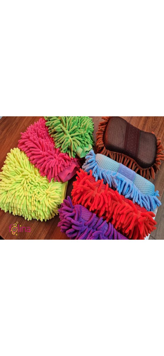 Set burete şi mănuşă microfibră, Folina LUM14, pentru spălare auto