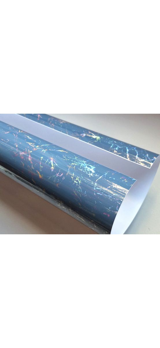 Autocolant marmură albastru oțel cu efect holografic, Magic Marble - 75x250 cm