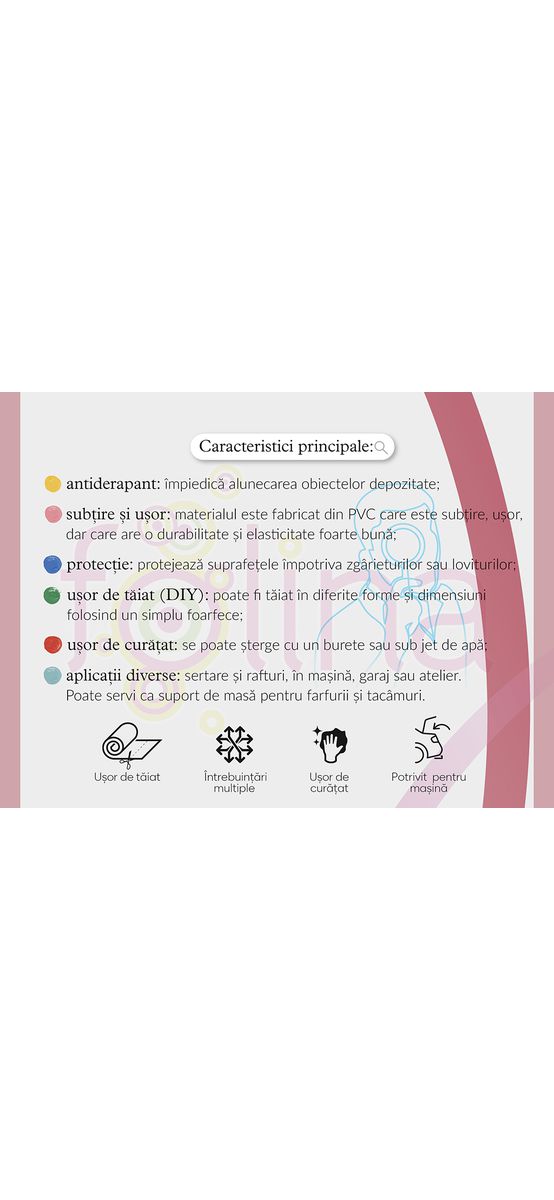 Material protecţie antialunecare crem, Folina 8600, pentru sertare si rafturi, rolă de 60 cm x 5 metri
