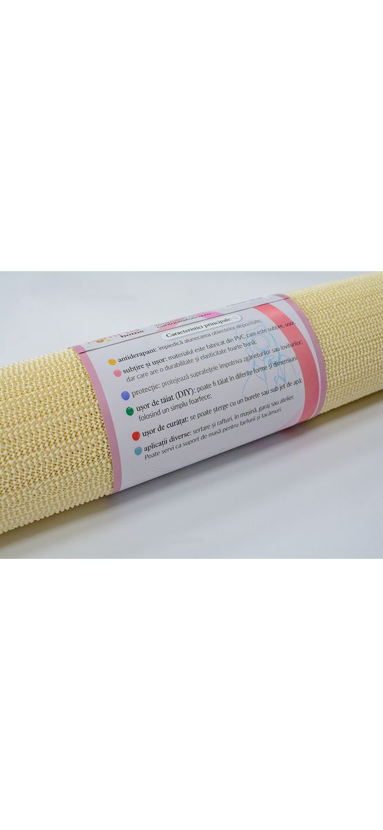 Material protecţie antialunecare crem, Folina 8600, pentru sertare si rafturi, rolă de 60 cm x 5 metri