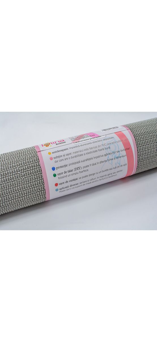 Material protecţie antialunecare gri, pentru sertare şi rafturi, rolă de 60 cm x 2 metri