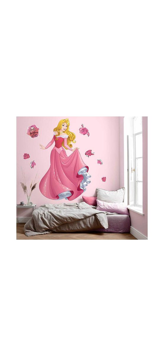 Mega Sticker Prinţesa Aurora, Komar, set cu 8 stickere roz